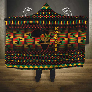 Kwanzaa Festival Hooded Blanket with Kinara Candles and African Pattern