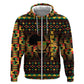 Kwanzaa Festival Hoodie with Kinara Candles and African Pattern
