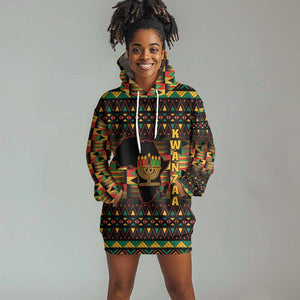 Kwanzaa Festival Hoodie Dress with Kinara Candles and African Pattern