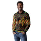 Kwanzaa Festival Long Sleeve Polo Shirt with Kinara Candles and African Pattern