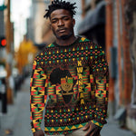 Kwanzaa Festival Long Sleeve Shirt with Kinara Candles and African Pattern LT01