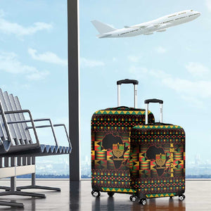 Kwanzaa Festival Luggage Cover with Kinara Candles and African Pattern