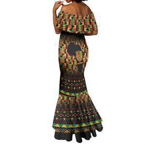 Kwanzaa Festival Mermaid Dress with Kinara Candles and African Pattern