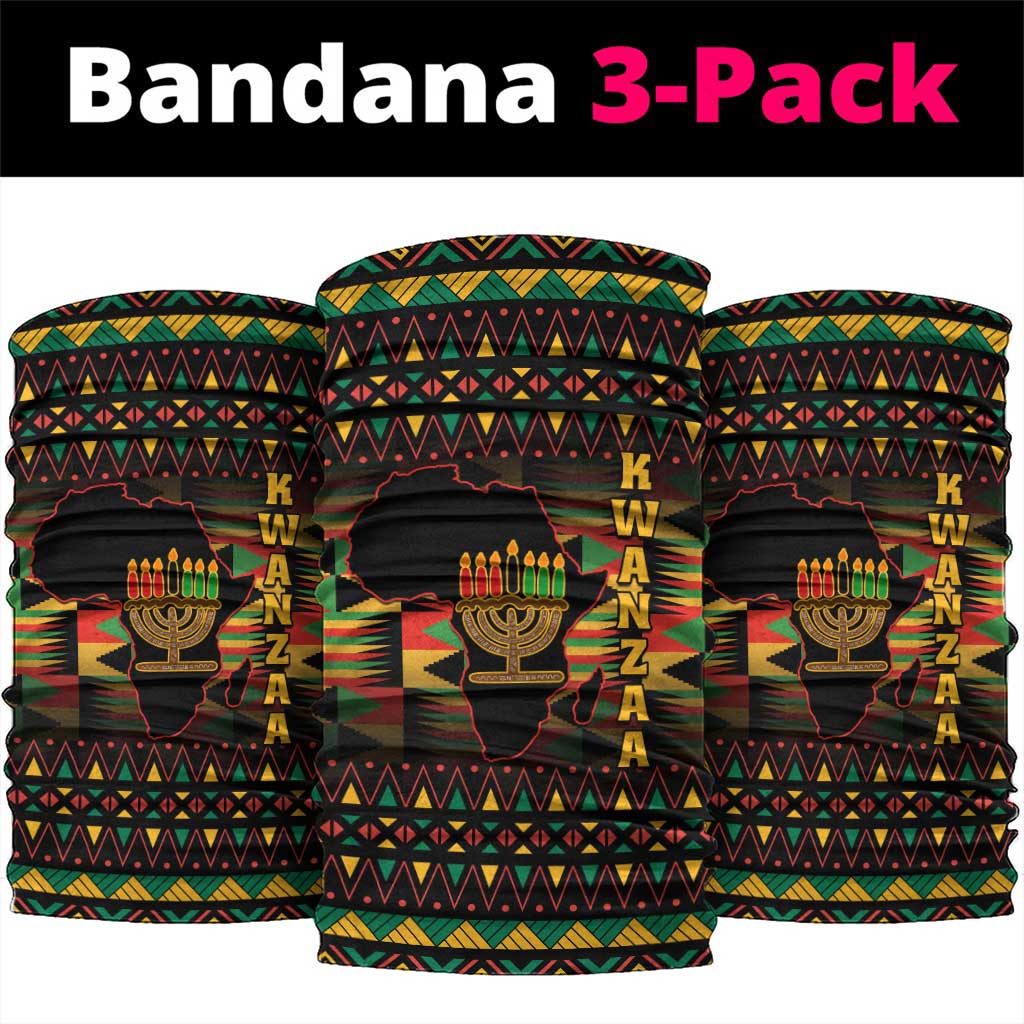 Kwanzaa Festival Neck Gaiter Kinara Candles and African Pattern LT01
