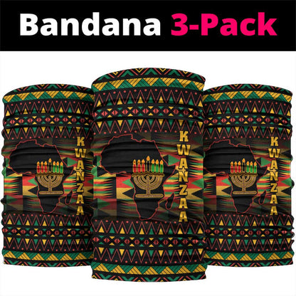 Kwanzaa Festival Neck Gaiter Kinara Candles and African Pattern LT01