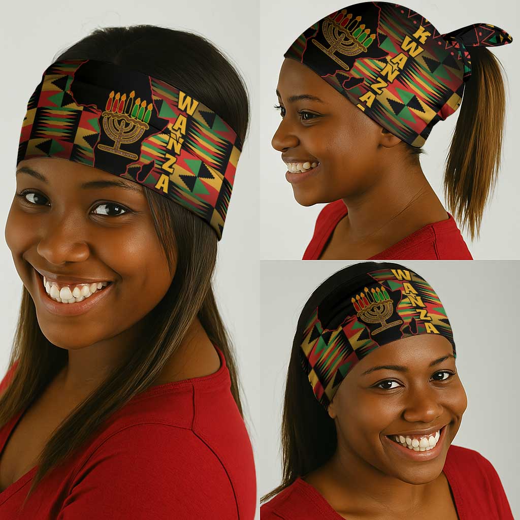 Kwanzaa Festival Neck Gaiter Kinara Candles and African Pattern LT01
