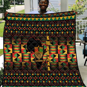 Kwanzaa Festival Quilt with Kinara Candles and African Pattern