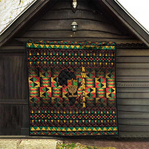 Kwanzaa Festival Quilt with Kinara Candles and African Pattern