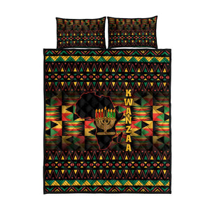 Kwanzaa Festival Quilt Bed Set with Kinara Candles and African Pattern