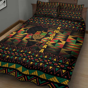 Kwanzaa Festival Quilt Bed Set with Kinara Candles and African Pattern