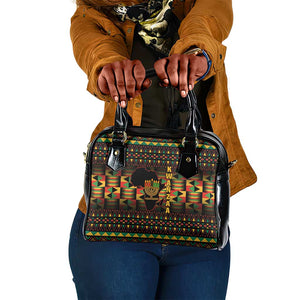 Kwanzaa Festival Shoulder Handbag with Kinara Candles and African Pattern