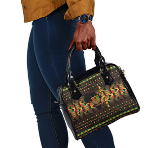 Kwanzaa Festival Shoulder Handbag with Kinara Candles and African Pattern