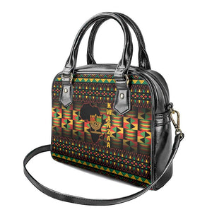 Kwanzaa Festival Shoulder Handbag with Kinara Candles and African Pattern