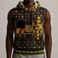 Kwanzaa Festival Sleeveless Zip Hoodie with Kinara Candles and African Pattern - African Pride