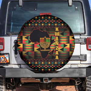 Kwanzaa Festival Spare Tire Cover with Kinara Candles and African Pattern