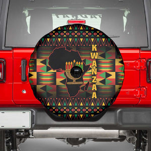 Kwanzaa Festival Spare Tire Cover with Kinara Candles and African Pattern