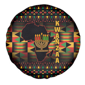 Kwanzaa Festival Spare Tire Cover with Kinara Candles and African Pattern