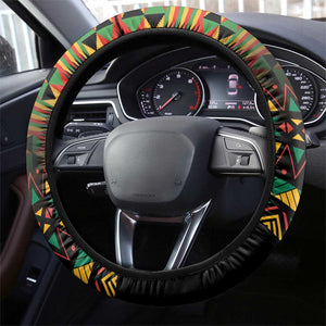 Kwanzaa Festival Steering Wheel Cover with Kinara Candles and African Pattern