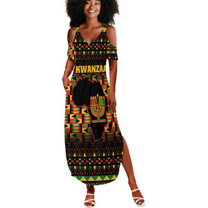 Kwanzaa Festival Summer Maxi Dress with Kinara Candles and African Pattern