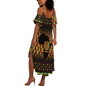 Kwanzaa Festival Summer Maxi Dress with Kinara Candles and African Pattern