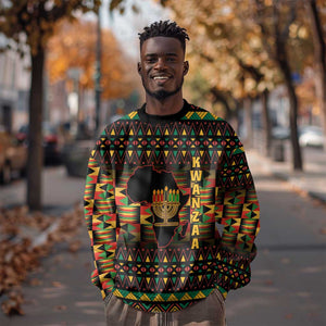 Kwanzaa Festival Sweatshirt with Kinara Candles and African Pattern