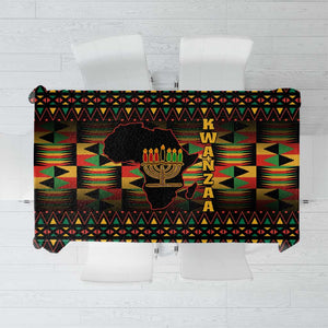 Kwanzaa Festival Tablecloth with Kinara Candles and African Pattern