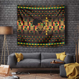 Kwanzaa Festival Tapestry with Kinara Candles and African Pattern