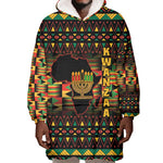 Kwanzaa Festival Wearable Blanket Hoodie with Kinara Candles and African Pattern