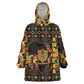 Kwanzaa Festival Wearable Blanket Hoodie with Kinara Candles and African Pattern
