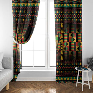 Kwanzaa Festival Window Curtain with Kinara Candles and African Pattern