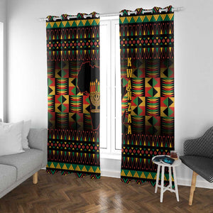 Kwanzaa Festival Window Curtain with Kinara Candles and African Pattern