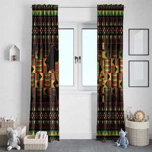 Kwanzaa Festival Window Curtain with Kinara Candles and African Pattern