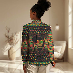 Kwanzaa Festival Women Casual Shirt with Kinara Candles and African Pattern