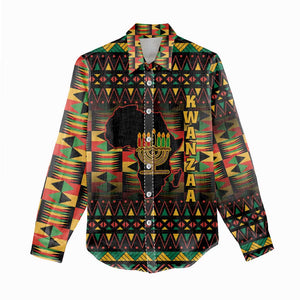 Kwanzaa Festival Women Casual Shirt with Kinara Candles and African Pattern