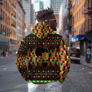 Kwanzaa Festival Zip Hoodie with Kinara Candles and African Pattern