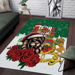 Morocco Christmas Area Rug Santa Lion With Rose Xmas Vibe