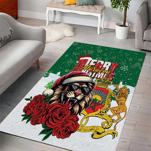 Morocco Christmas Area Rug Santa Lion With Rose Xmas Vibe