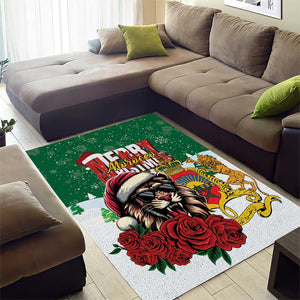 Morocco Christmas Area Rug Santa Lion With Rose Xmas Vibe