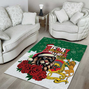 Morocco Christmas Area Rug Santa Lion With Rose Xmas Vibe