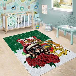 Morocco Christmas Area Rug Santa Lion With Rose Xmas Vibe