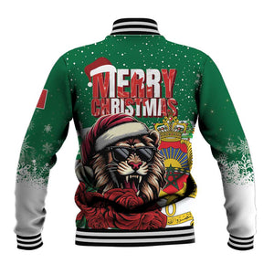 Morocco Christmas Baseball Jacket Santa Lion With Rose Xmas Vibe