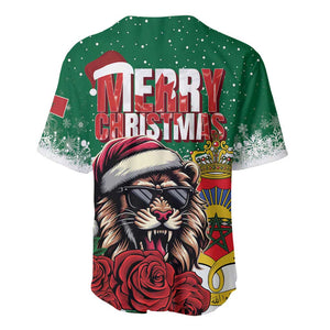 Morocco Christmas Baseball Jersey Santa Lion With Rose Xmas Vibe