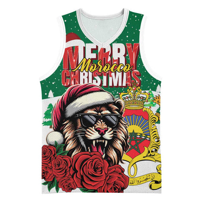Morocco Christmas Basketball Jersey Santa Lion With Rose Xmas Vibe LT01