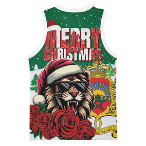 Morocco Christmas Basketball Jersey Santa Lion With Rose Xmas Vibe LT01