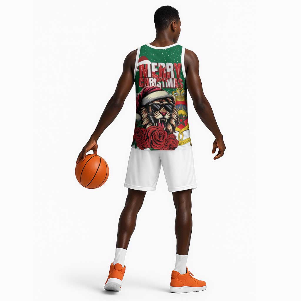 Morocco Christmas Basketball Jersey Santa Lion With Rose Xmas Vibe LT01