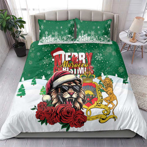 Morocco Christmas Bedding Set Santa Lion With Rose Xmas Vibe