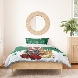 Morocco Christmas Bedding Set Santa Lion With Rose Xmas Vibe