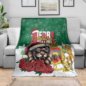 Morocco Christmas Blanket Santa Lion With Rose Xmas Vibe