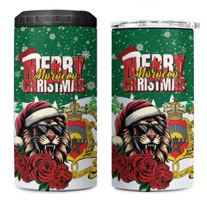 Morocco Christmas 4 in 1 Can Cooler Tumbler Santa Lion With Rose Xmas Vibe