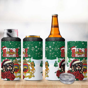 Morocco Christmas 4 in 1 Can Cooler Tumbler Santa Lion With Rose Xmas Vibe